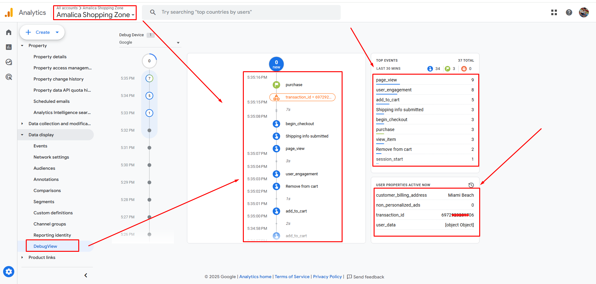 Home ga4 debugview report 2
